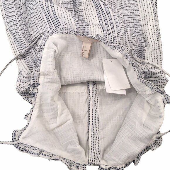 Coastal Romper Women Size 4 White Blue Adjustable Straps Summer Feminine Beachy - Picture 7 of 16